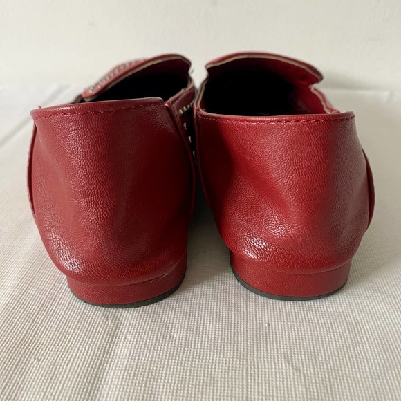 Seven7 Francesca  Studded Flat Loafers Red 8 - Picture 4 of 12